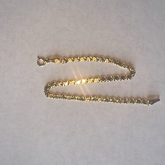 Solid Stamped 14K Yellow Gold Love Hearts Link Bracelet - Picture 9 of 12